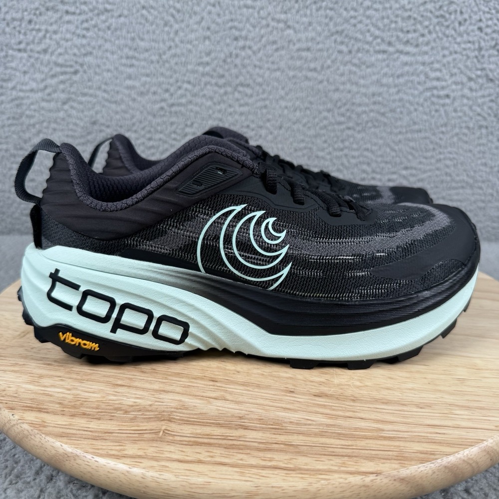 Topo Vista Womens Size 8 Black Mint Trail Running Hiking Shoes 5mm Drop Vibram